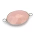 Kép 1/2 - Rózsakvarc összekötő elem, ovál, fazettált, ezüst szín, 17x23 mm, 1 db