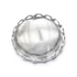 Kép 1/2 - Foglalat üveg cabochon kővel, kerek, platina szín, csikpés szél, tálca: 18 mm, 1 db