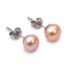 Kép 1/2 - Tenyésztett gyöngy fülbevaló, rózsaszín, 7-7,5 mm (nemesacél szerelékkel)