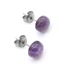 Kép 2/2 - Ametiszt cabochon fülbevaló nemesacél szerelékkel, 8 mm